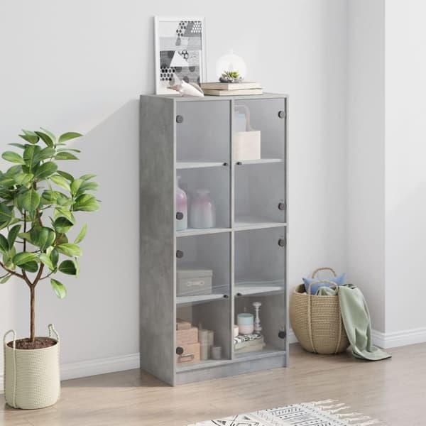 vidaXL Skåp med dörrar betonggrå 68x37x142 cm konstruerat trä