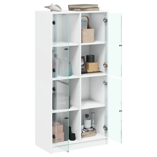 vidaXL skab med låger 68x37x142 cm konstrueret træ hvid