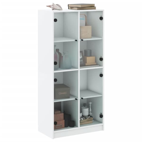 vidaXL skab med låger 68x37x142 cm konstrueret træ hvid