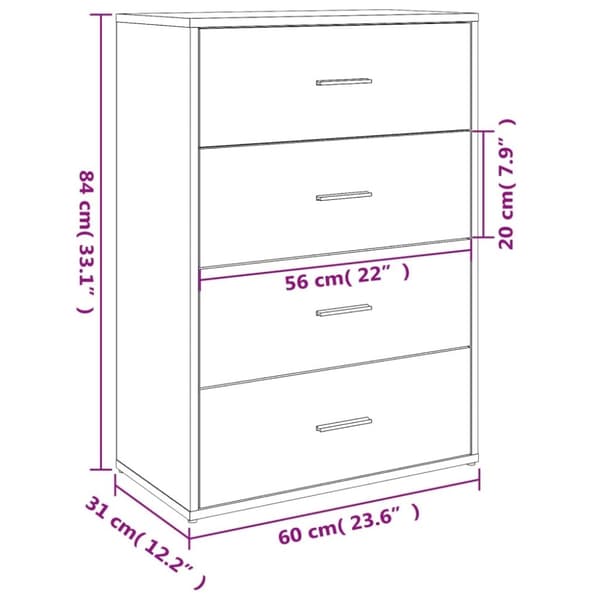vidaXL skænk 60x31x84 cm konstrueret træ røget egetræsfarve