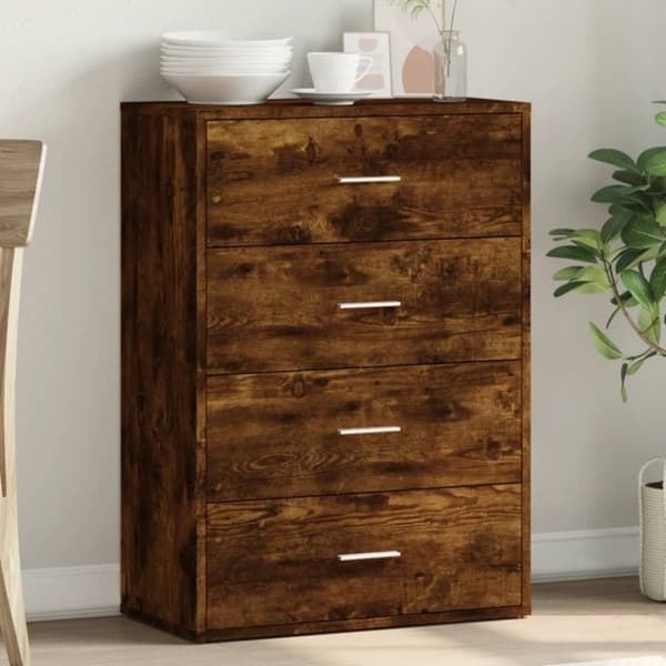 vidaXL skænk 60x31x84 cm konstrueret træ røget egetræsfarve