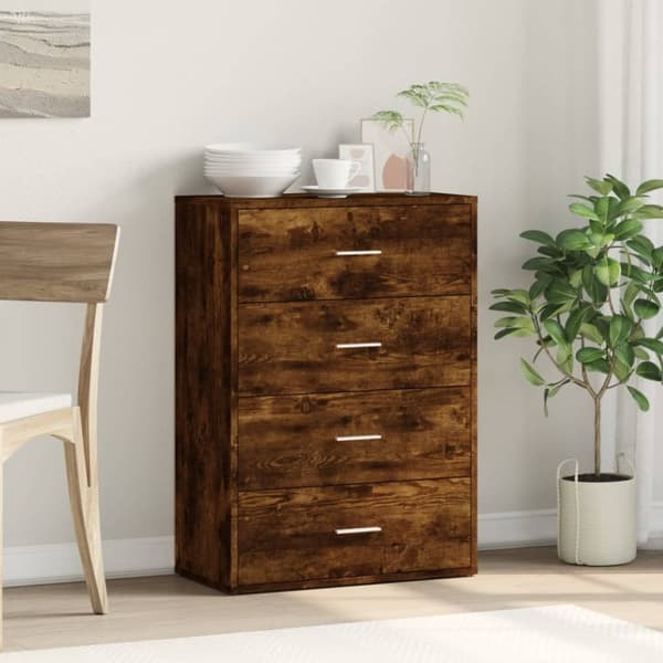 vidaXL skænk 60x31x84 cm konstrueret træ røget egetræsfarve