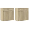 Miniatyrbilde 1 av 10: vidaXL Skjenker 2 stk sonoma eik 79x38x80 cm konstruert tre