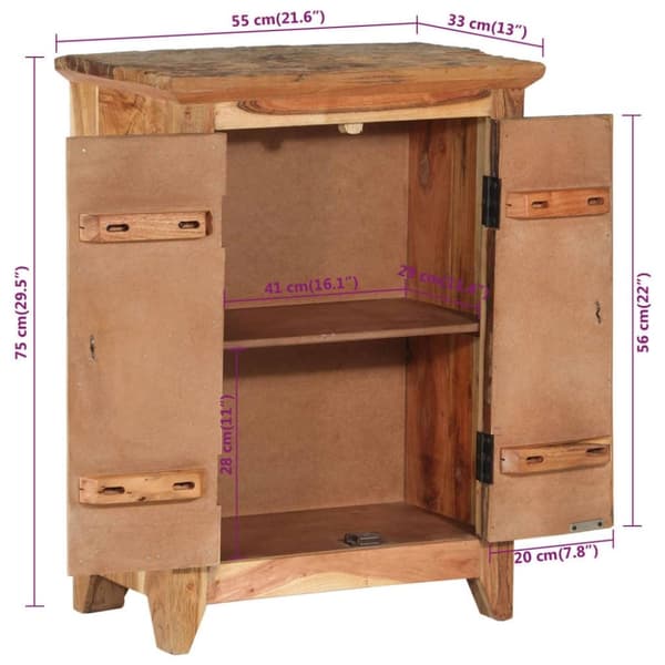 vidaXL Skjenk 55x33x75 cm gjenvunnet heltre og heltre akasie