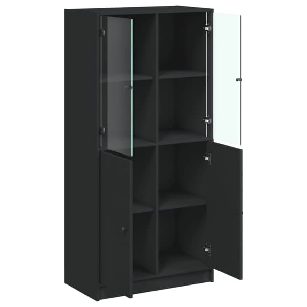 vidaXL Kaappi ovilla musta 68x37x142 cm tekninen puu