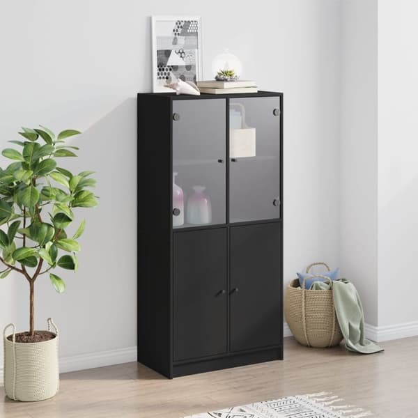 vidaXL Highboard med dører svart 68x37x142 cm konstruert tre