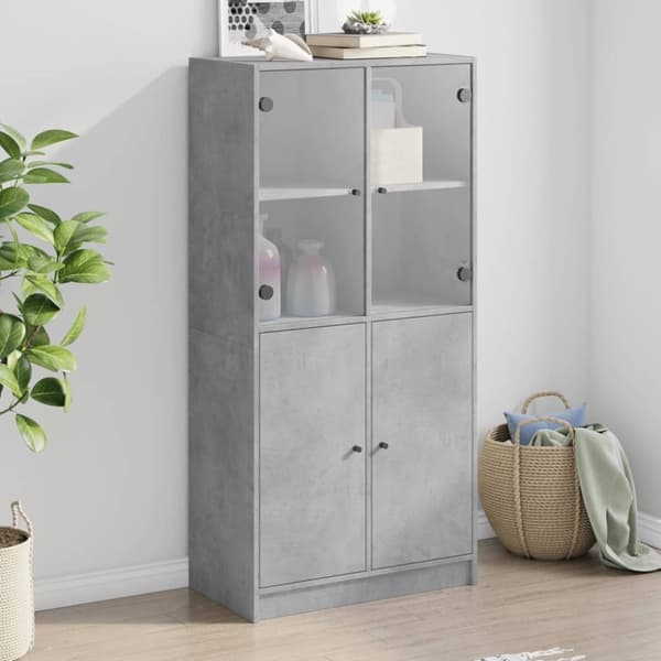 vidaXL skab med låger 68x37x142 cm konstrueret træ betongrå
