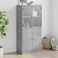 Miniatyrbilde 11 av 11: vidaXL Highboard med dører betonggrå 68x37x142 cm konstruert tre