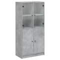 Miniatyrbilde 1 av 11: vidaXL Highboard med dører betonggrå 68x37x142 cm konstruert tre