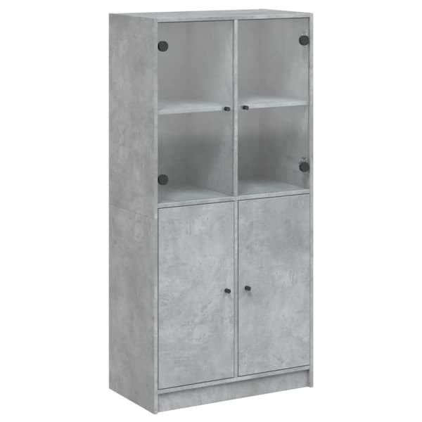 vidaXL Highboard med dører betonggrå 68x37x142 cm konstruert tre
