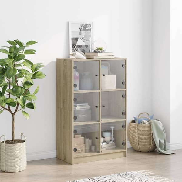 vidaXL skab med låger 68x37x109 cm konstrueret træ sonoma-eg