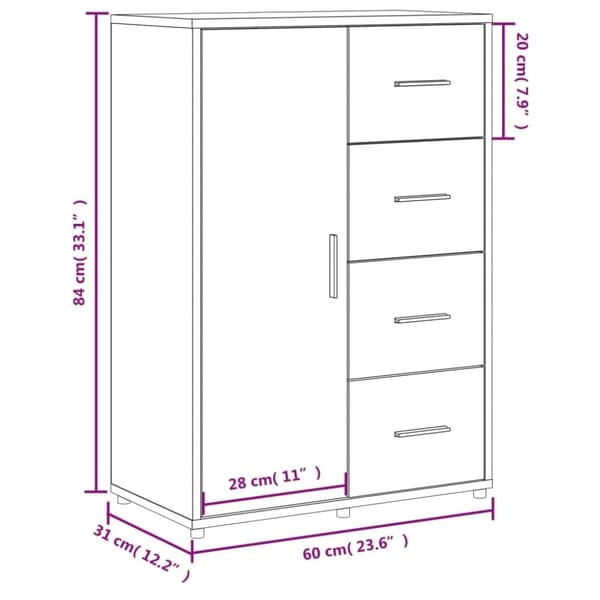 vidaXL skab 60x31x84 cm konstrueret træ hvid