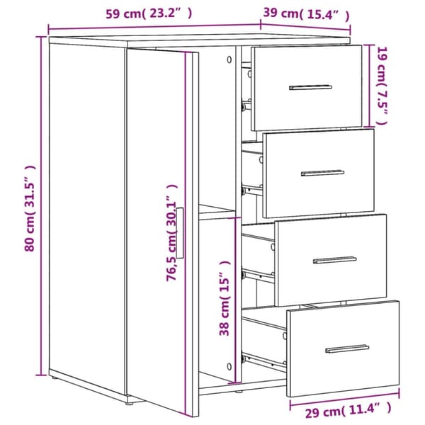 vidaXL Skjenk brun eik 59x39x80 cm konstruert tre