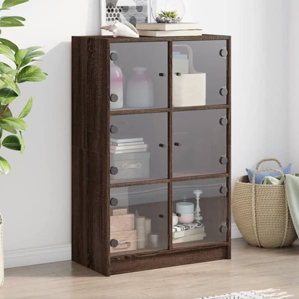 vidaXL skab med låger 68x37x109 cm konstrueret træ brun egetræsfarve