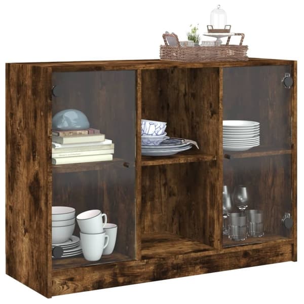 vidaXL Byrå rökfärgad ek 102x37x75,5 cm konstruerat trä