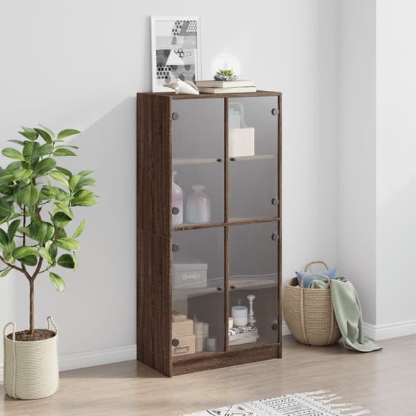 vidaXL Highboard med dører brun eik 68x37x142 cm konstruert tre