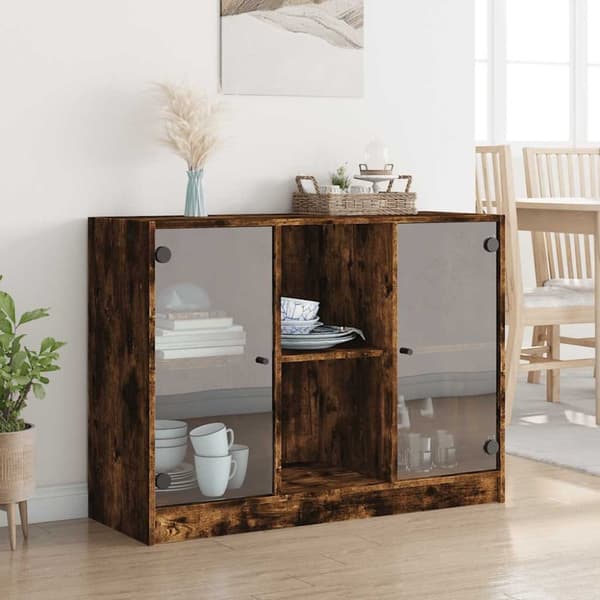 vidaXL skænk 102x37x75,5 cm konstrueret træ røget egetræsfarve
