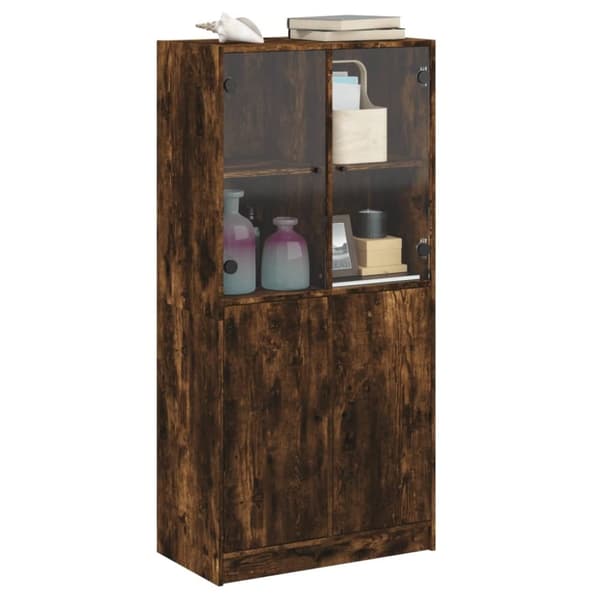 vidaXL skab med låger 68x37x142 cm konstrueret træ røget egetræsfarve
