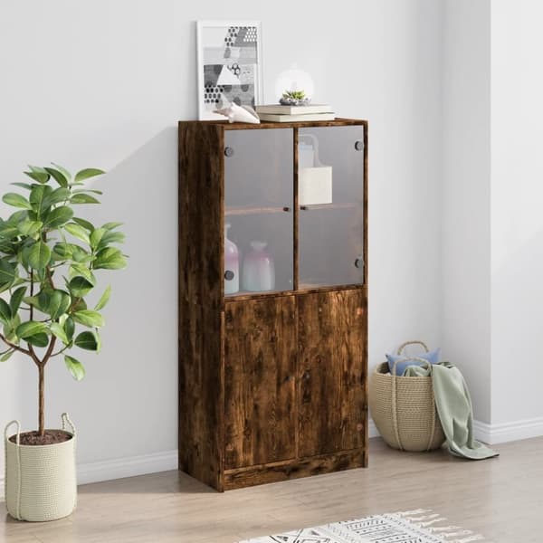 vidaXL skab med låger 68x37x142 cm konstrueret træ røget egetræsfarve