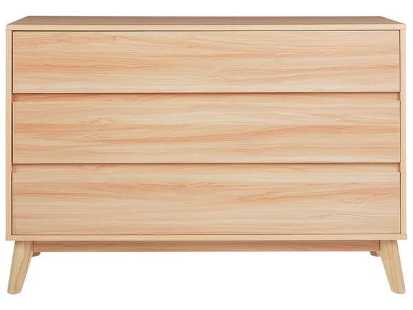 Byrå Ljust trä Spånskiva 3 Lådor Tall Trä Ben Modern Design Sovrum Vardagsrum