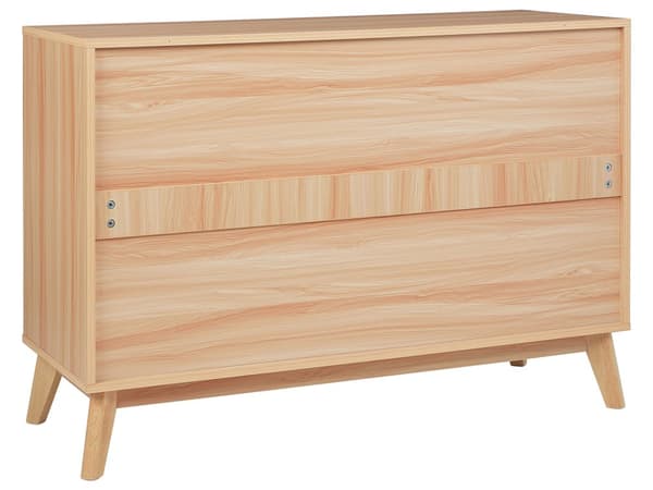 Byrå Ljust trä Spånskiva 3 Lådor Tall Trä Ben Modern Design Sovrum Vardagsrum