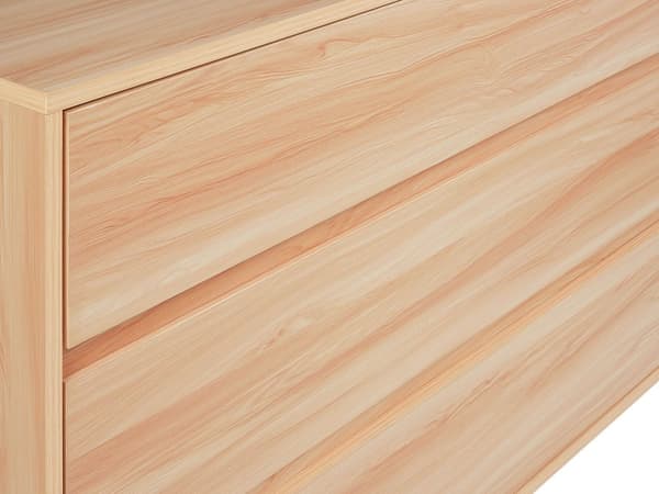 Byrå Ljust trä Spånskiva 3 Lådor Tall Trä Ben Modern Design Sovrum Vardagsrum
