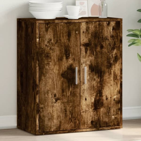 vidaXL skænk 79x38x80 cm konstrueret træ røget egetræsfarve