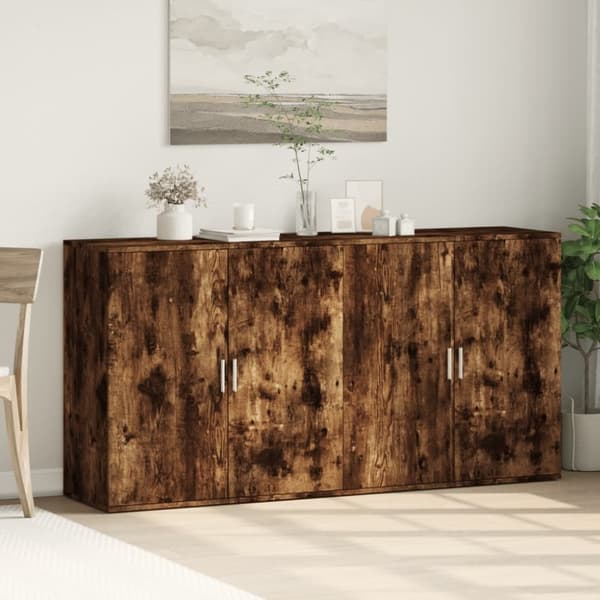 vidaXL Skänkar 2 st rökfärgad ek 79x38x80 cm konstruerat trä