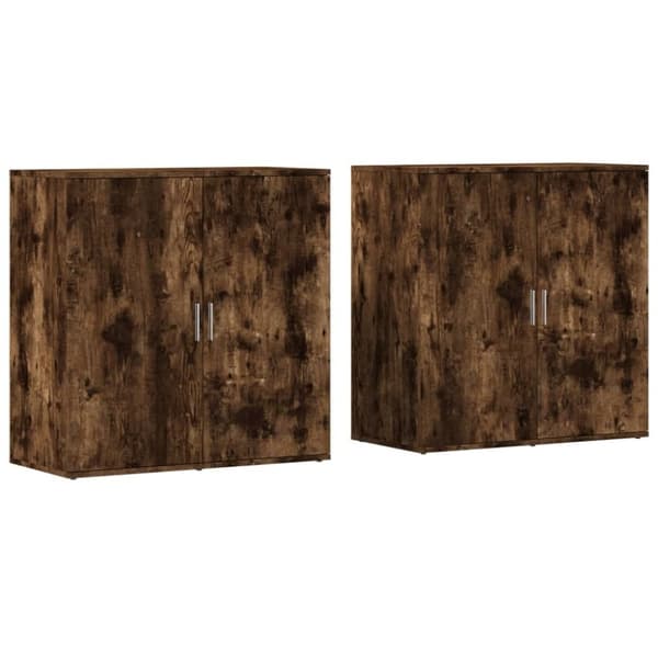 vidaXL skænke 2 stk. 79x38x80 cm konstrueret træ røget egetræsfarve