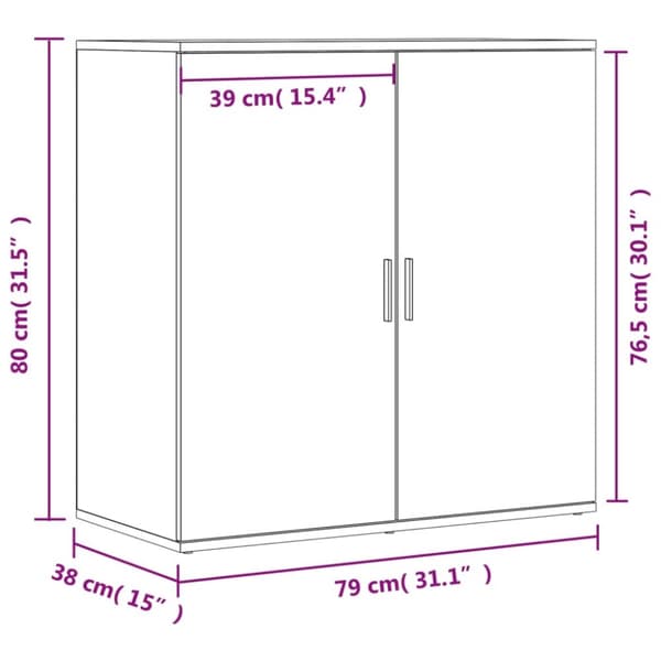 vidaXL skænke 2 stk. 79x38x80 cm konstrueret træ sonoma-eg