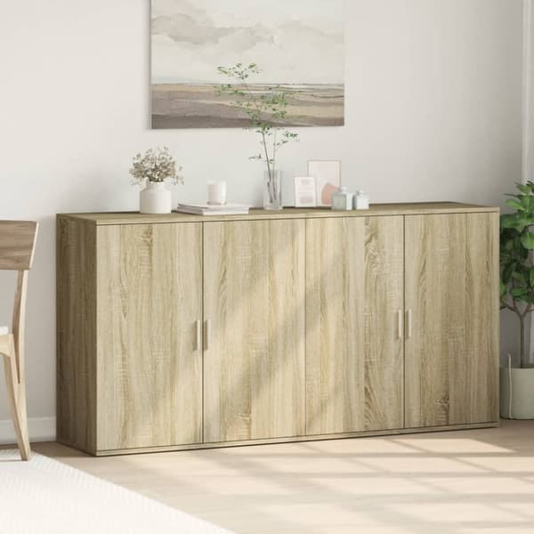vidaXL skænke 2 stk. 79x38x80 cm konstrueret træ sonoma-eg