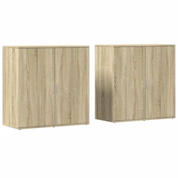 vidaXL skænke 2 stk. 79x38x80 cm konstrueret træ sonoma-eg