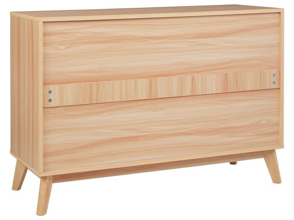 Kommode lyst træ spånplade 3 skuffer fyrretræsben moderne design soveværelse stue
