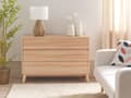Miniatyrbillede 2 af 10: Kommode lyst træ spånplade 3 skuffer fyrretræsben moderne design soveværelse stue