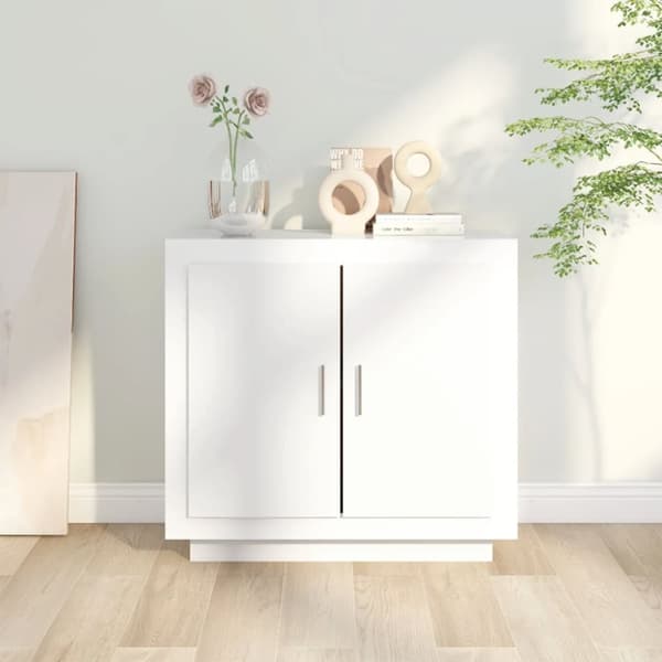vidaXL skænk 80x40x75 cm konstrueret træ hvid højglans -  Skænke