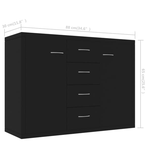 vidaXL Skänk svart 88x30x65 cm spånskiva - Skänkar & serveringsbord