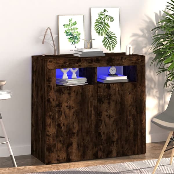 vidaXL Senkki LED-valoilla savutammi 80x35x75 cm -  Tarjoilupöydät & senkit