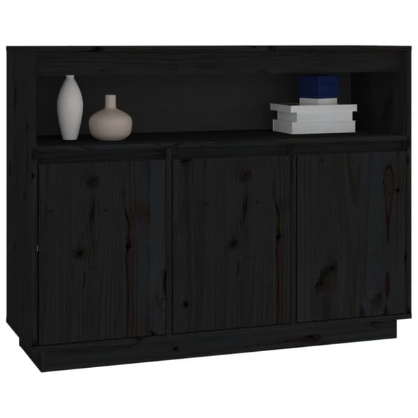 vidaXL skænk 104,5x34x80 cm massivt fyrretræ sort - Skænke