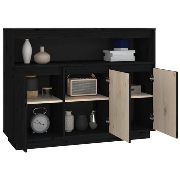 vidaXL skænk 104,5x34x80 cm massivt fyrretræ sort - Skænke