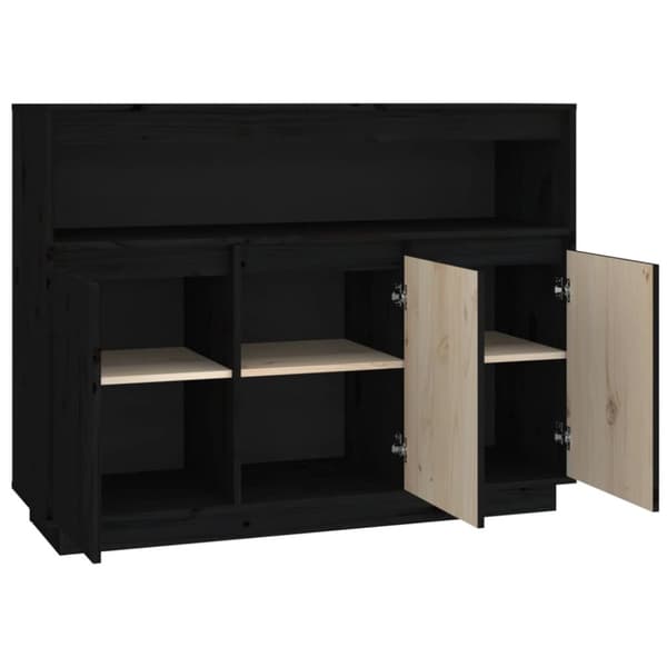 vidaXL skænk 104,5x34x80 cm massivt fyrretræ sort - Skænke