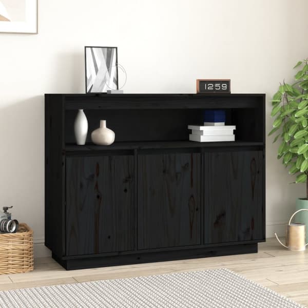 vidaXL skænk 104,5x34x80 cm massivt fyrretræ sort -  Skænke