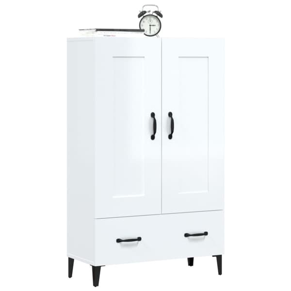 vidaXL skab 70x31x115 cm konstrueret træ hvid højglans - Skænke