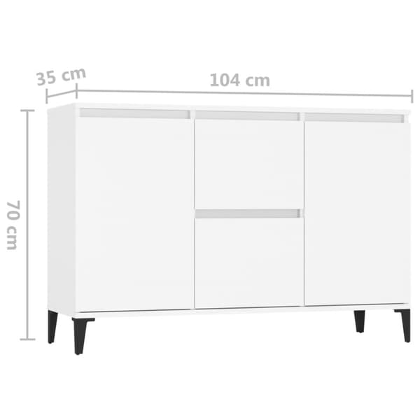 vidaXL skænk 104x35x70 cm spånplade hvid - Skænke