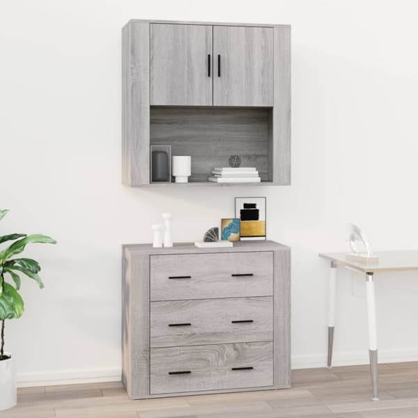 vidaXL Seinäkaappi harmaa Sonoma 80x33x80 cm tekninen puu -  Tarjoilupöydät & senkit