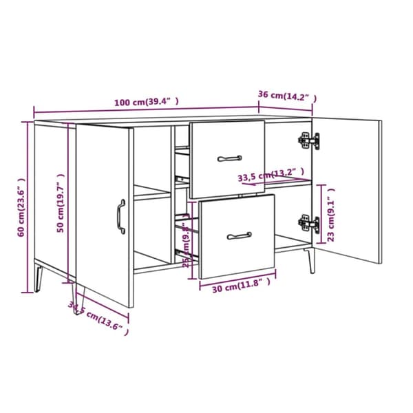 vidaXL Skänk sonoma-ek 100x36x60 cm konstruerat trä -  Skänkar & serveringsbord