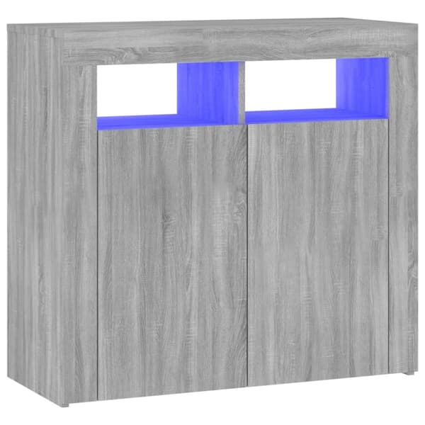vidaXL Senkki LED-valoilla harmaa Sonoma 80x35x75 cm - Tarjoilupöydät & senkit