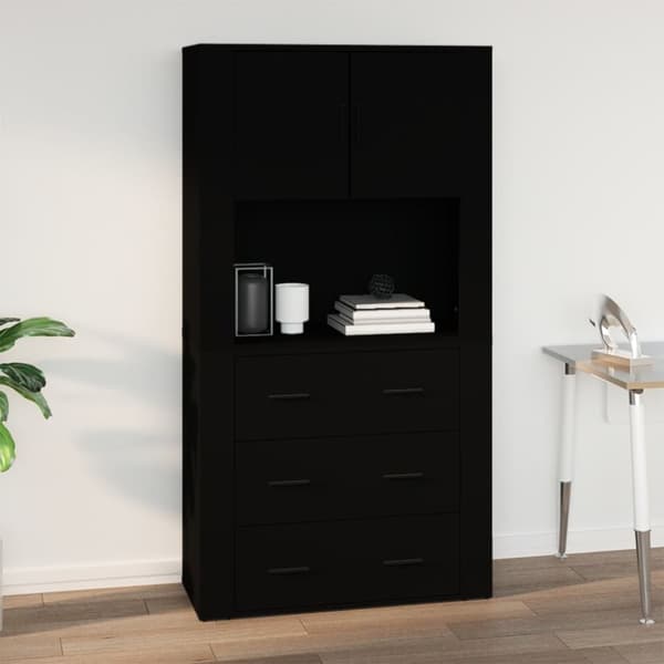 vidaXL vægskab 80x33x80 cm konstrueret træ sort -  Skænke