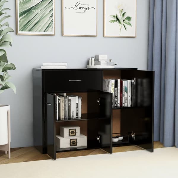 vidaXL Senkki musta 88x30x70 cm tekninen puu - Tarjoilupöydät & senkit