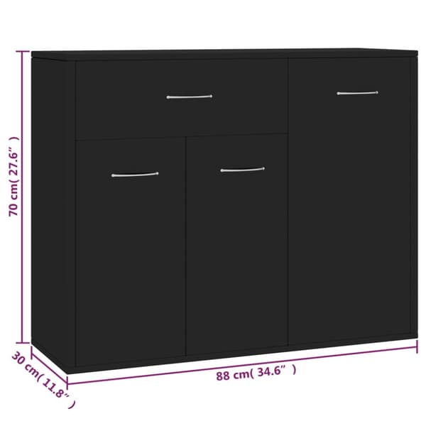 vidaXL Senkki musta 88x30x70 cm tekninen puu - Tarjoilupöydät & senkit