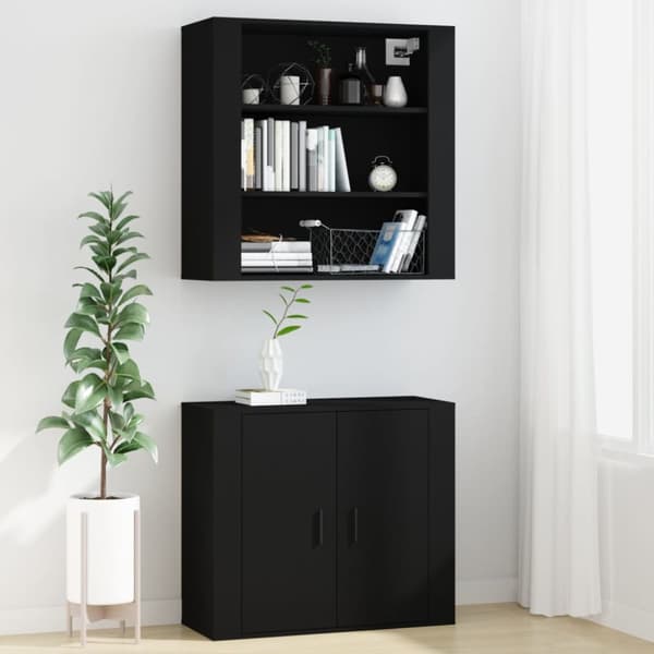 vidaXL Väggskåp svart 80x33x80 cm konstruerat trä - Skänkar & serveringsbord